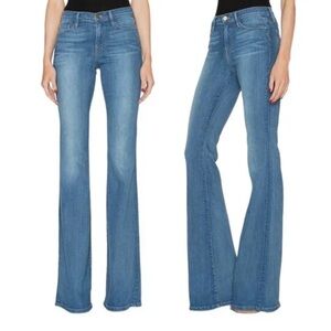 Frame Forever Karlie Flare Jeans in Linden Blue Mid-Rise Karlie Kloss Size 28